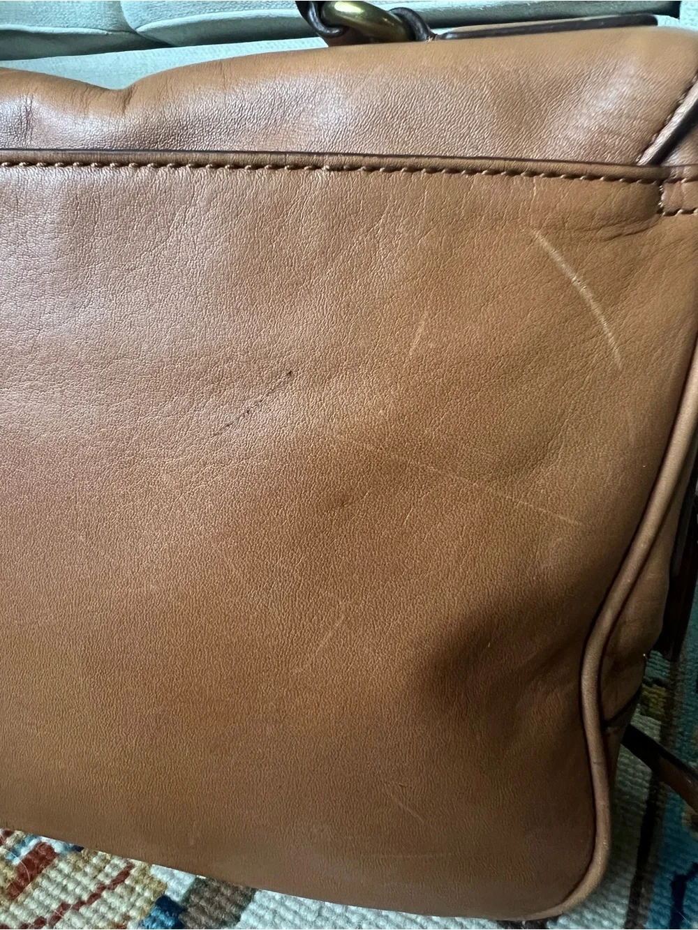 FOSSIL Memoir Messenger Bag - Tan Cowhide Leather Top-Handle Satchel